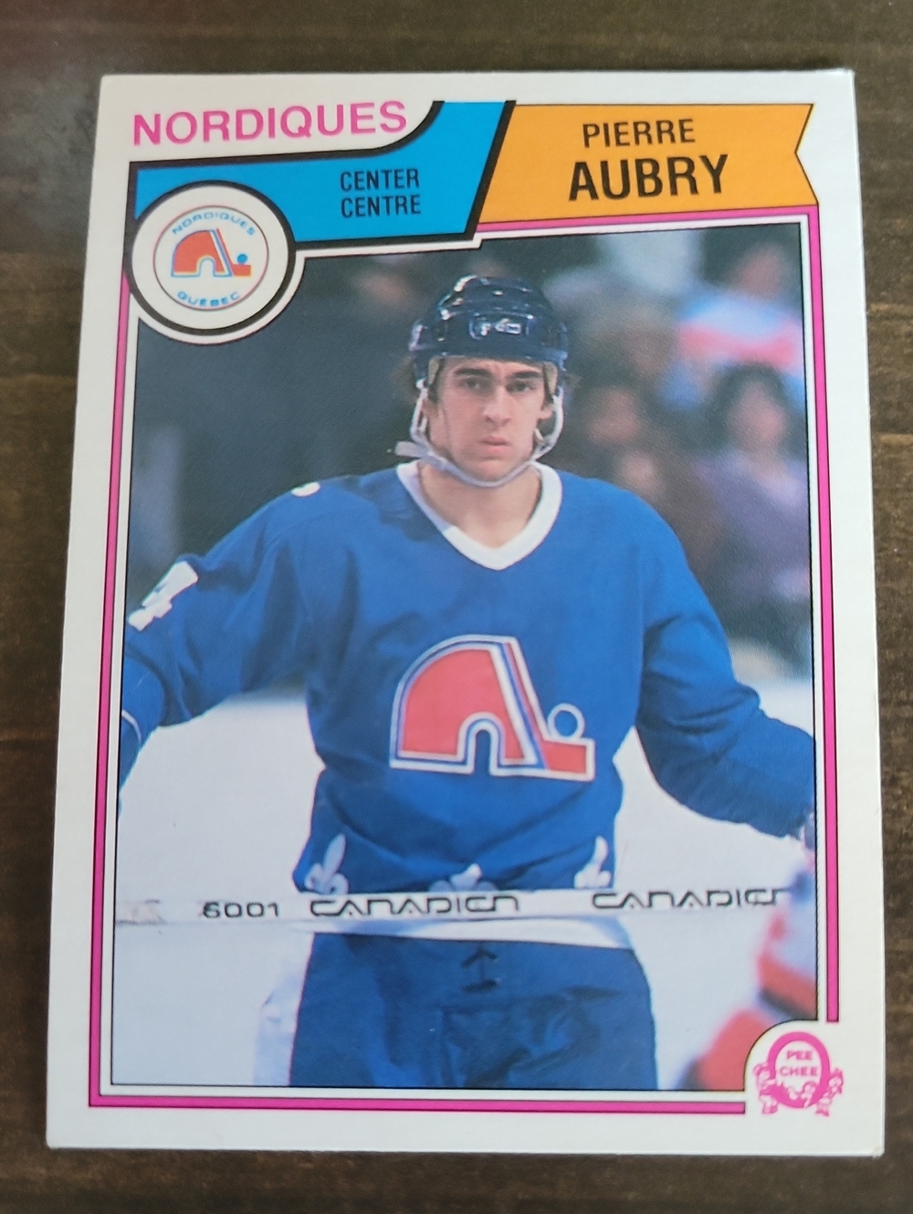 1983/84 OPC Pierre Aubry Nordiques Hockey Card - Blue & White